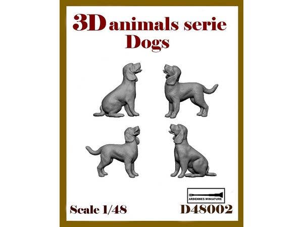 1/48 ジオラマアクセサリー 3D動物シリーズ イヌ(4個入)