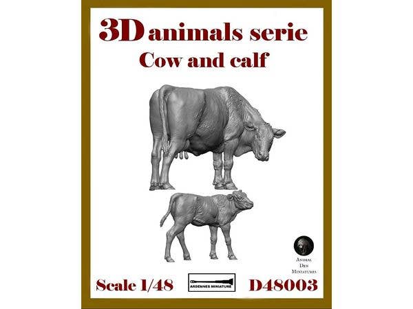 1/48 ジオラマアクセサリー 3D動物シリーズ 乳牛と子牛(2個入)