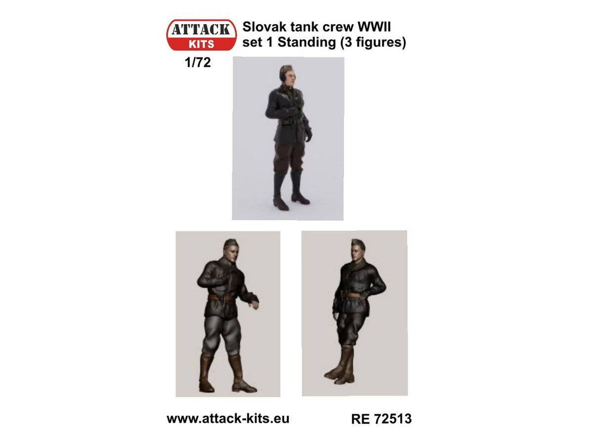 1/72 WW.II スロバキア軍戦車クルーセット1 (3体、立姿勢)