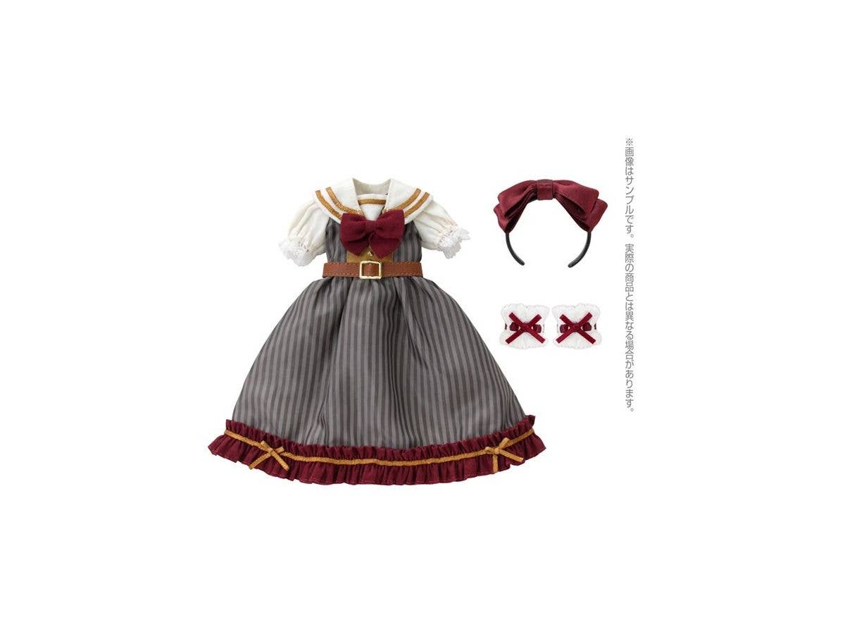 1/6 こもれび森のお洋服屋さん PNXS イノセントリボンセーラーワンピ Set ボルドー x グレーストライプ