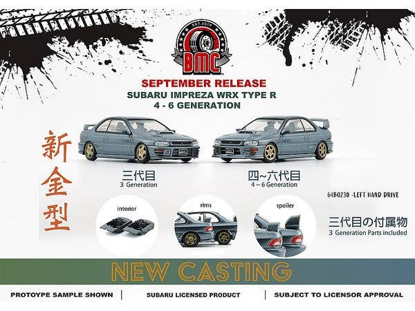 1/64 スバル インプレッサ WRX TYPE-R 3-6 gen. ドルフィングレー (LHD)