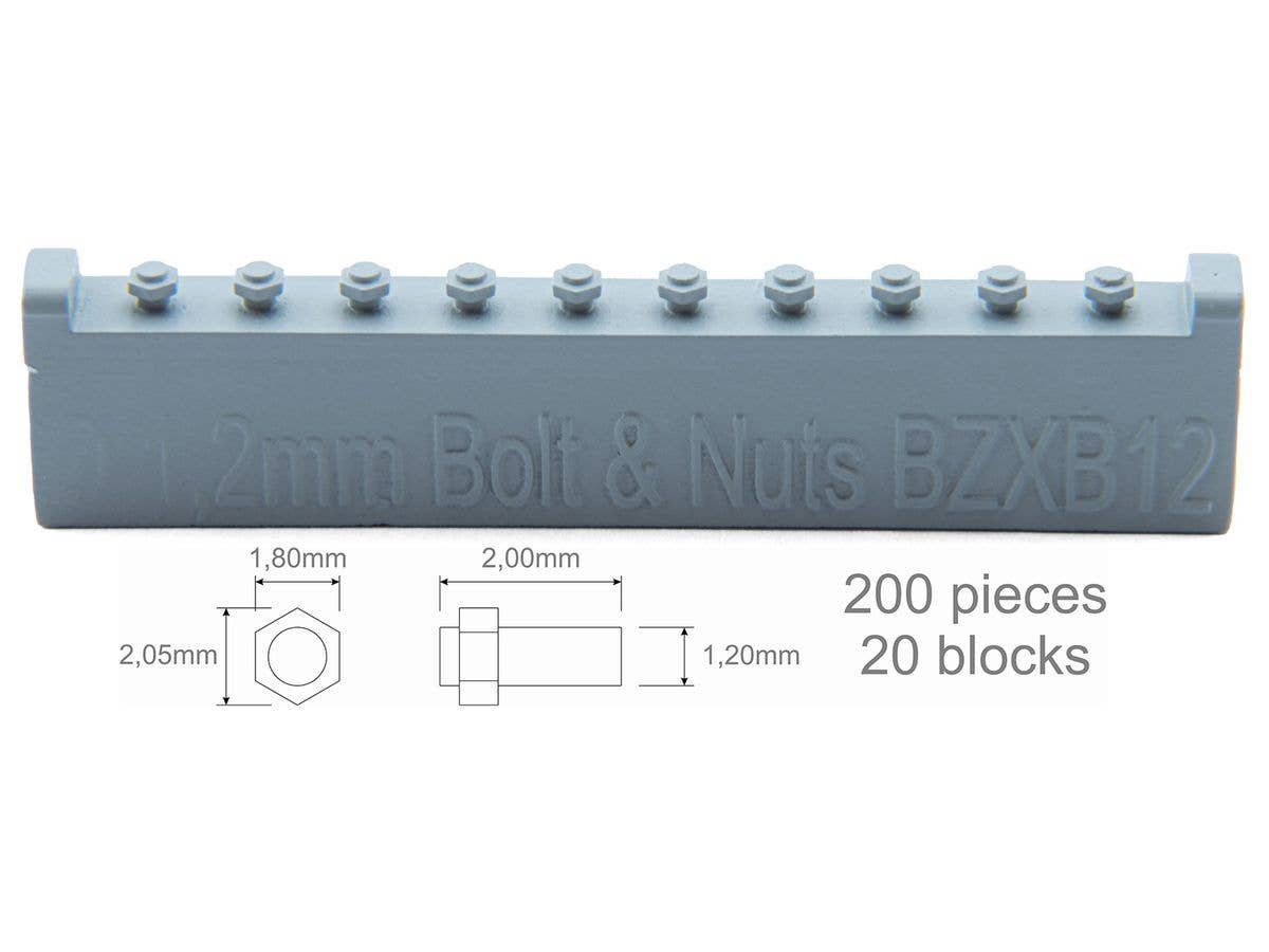 ボルト 1.20mm & ナット 1.80 x 2.05mm (200個入)