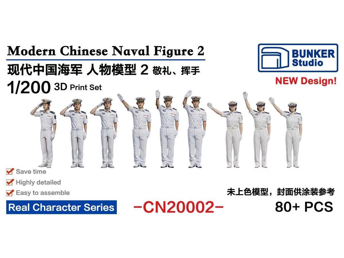 1/200 中国人民解放軍海軍 フィギュアセット 2 (敬礼・手を振る)