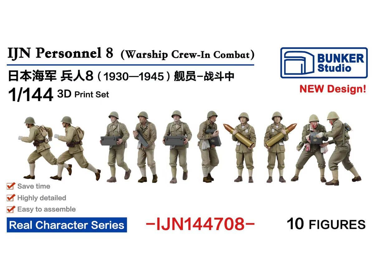 1/144 日本海軍 フィギュアセット 8 (艦船乗組員、戦闘中 1930-1945)