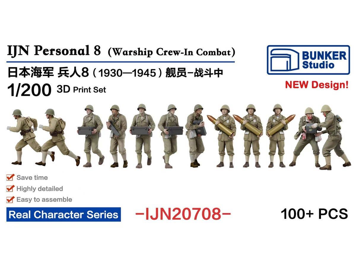 1/200 日本海軍 フィギュアセット 8 (艦船乗組員、装填手 1930 - 1945)