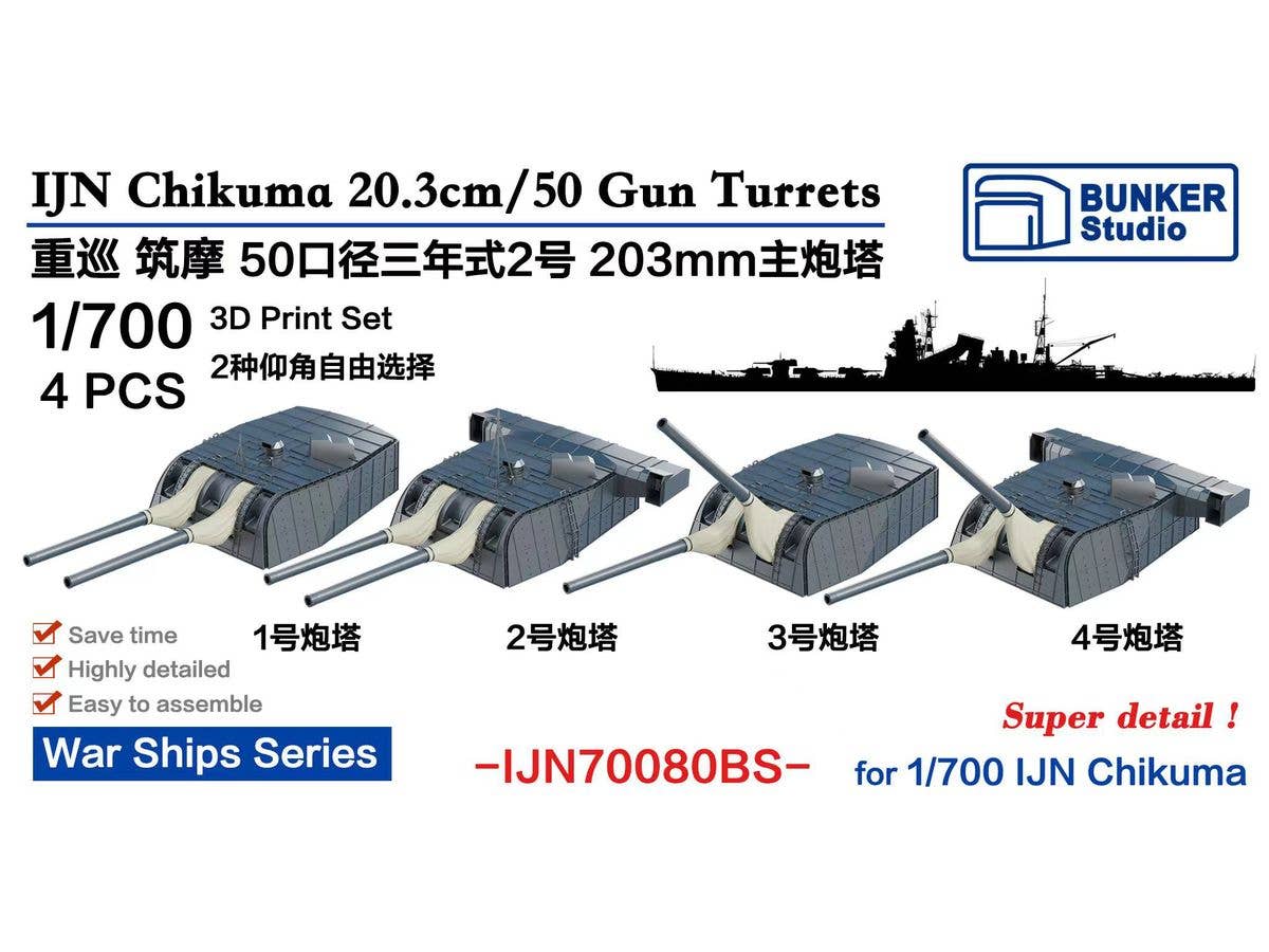 1/700 日本海軍 重巡洋艦 筑摩五十口径三年式20糎 主砲塔