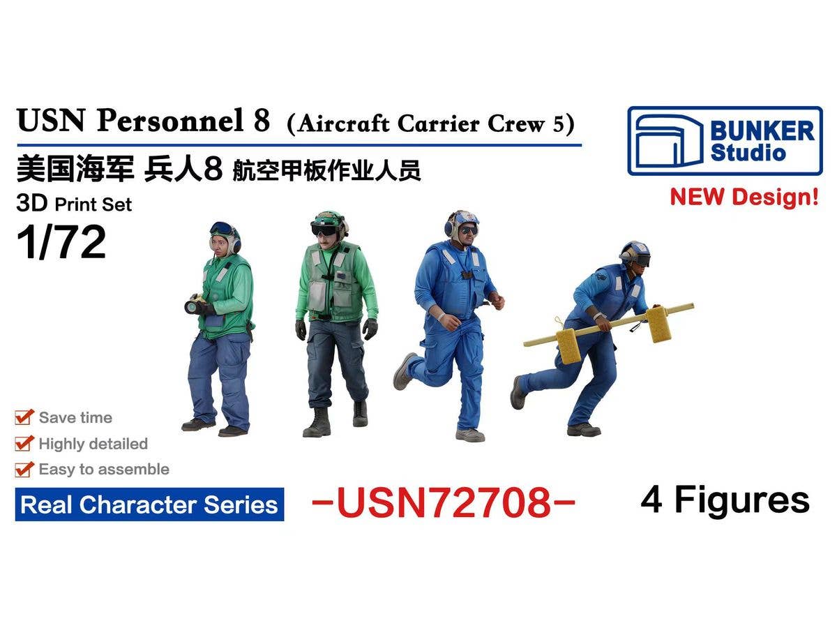 1/72 米海軍 フィギュアセット 8 (空母甲板クルー)