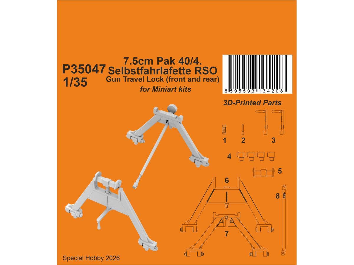 1/35 7.5cmPak40/4搭載自走砲 RSOトラベルロック (前・後 x 各1) (ミニアート用)