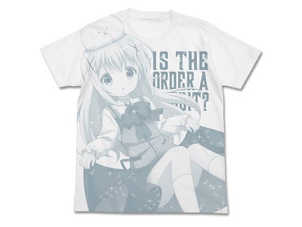 ご注文はうさぎですか? チノ オールプリントTシャツ ホワイト XL
