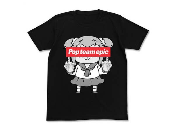 ポプテピピック: ポプテピピックの行列ができる Tシャツ/BLACK-L