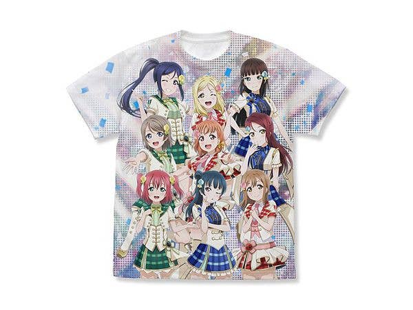 ラブライブ!サンシャイン!!: Aqours フルグラフィックＴシャツ/WHITE-XL