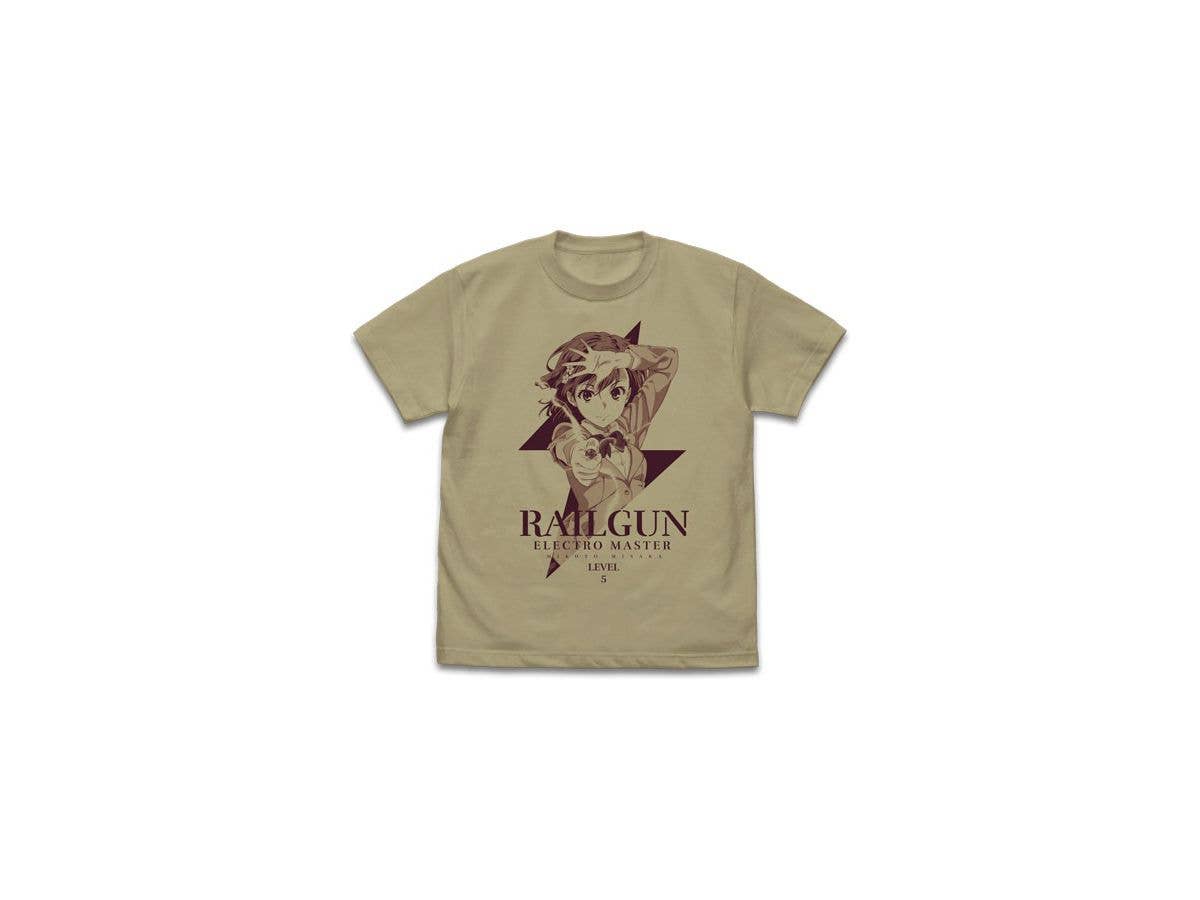とある科学の超電磁砲T: 御坂美琴 Tシャツ Ver.2.0 Sand Khaki L