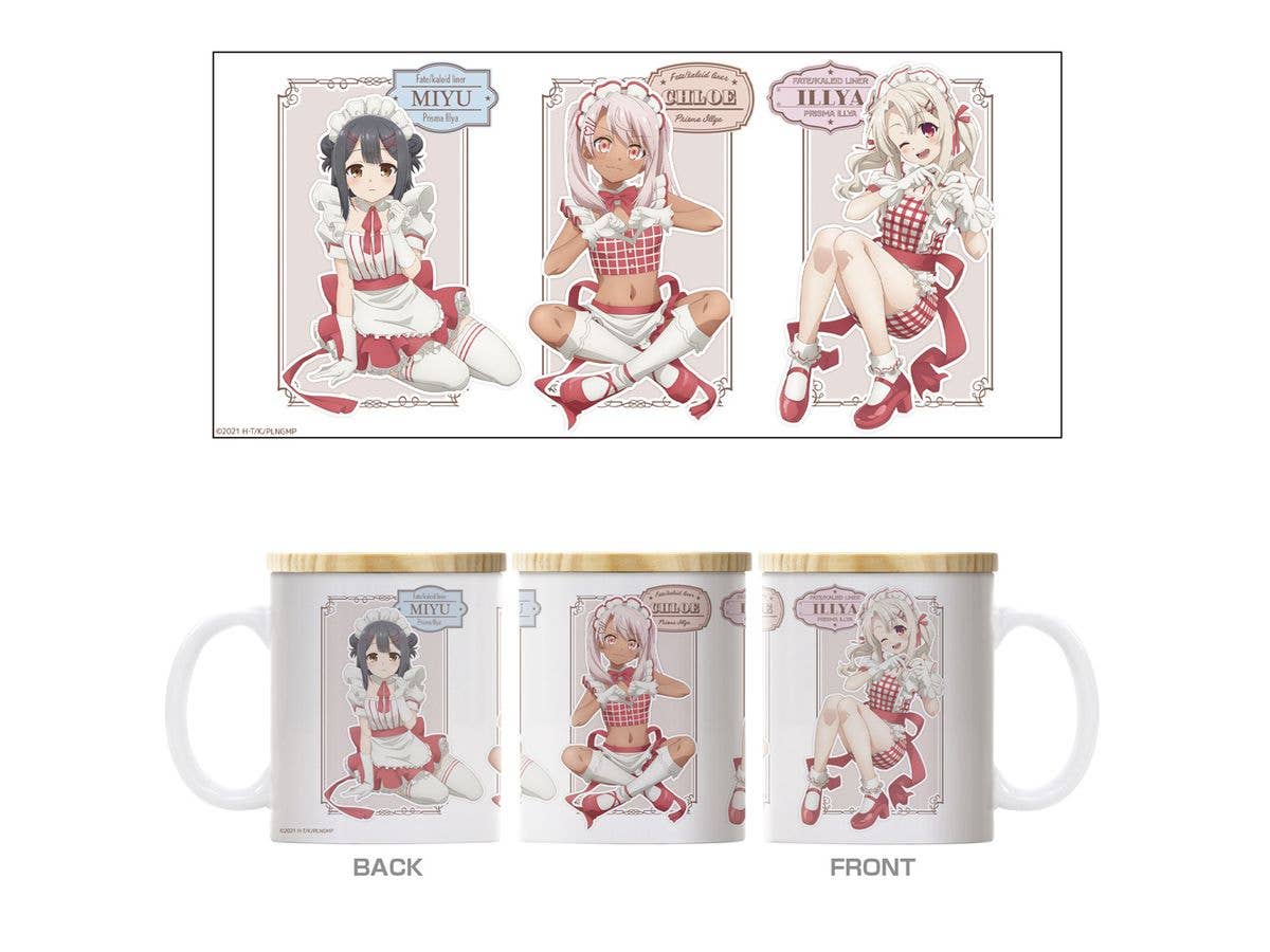 劇場版 Fate / kaleid liner プリズマ イリヤ Licht 名前の無い少女; ウエイトレス服のイリヤ & 美遊 & クロエ フタ付きフルカラーマグカップ