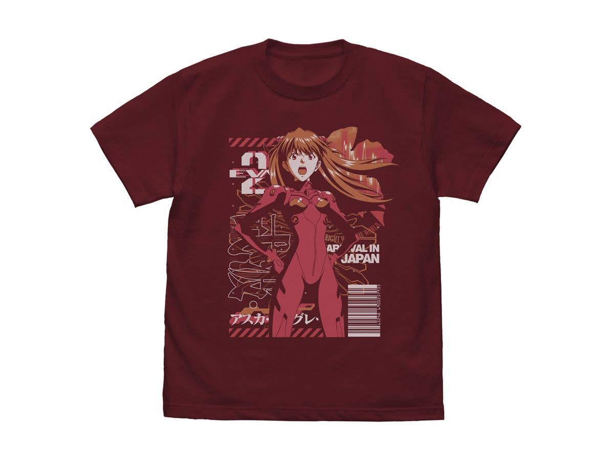 EVANGELION: EVA2号機パイロット アスカ Tシャツ / BURGUNDY-S