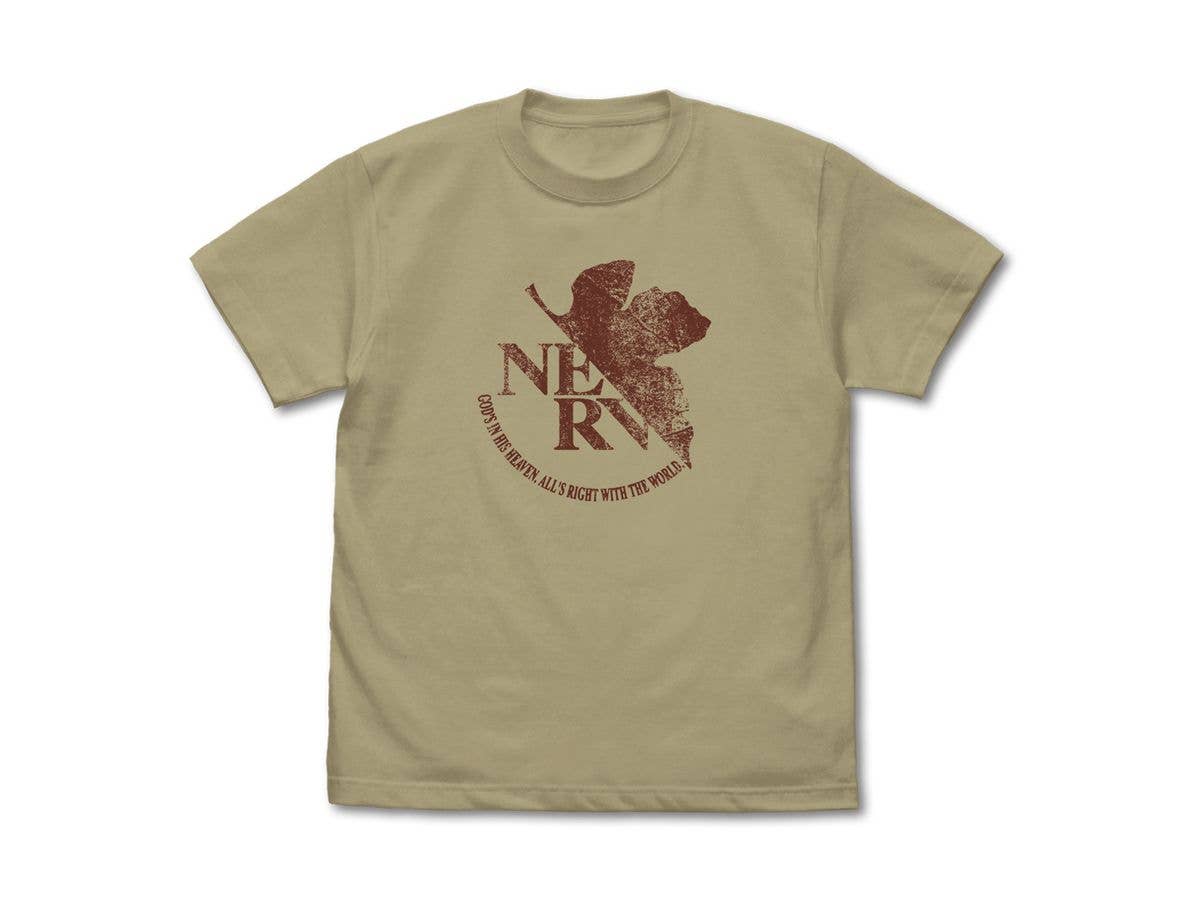 EVANGELION: NERV ヴィンテージロゴ Tシャツ / SAND KHAKI-M