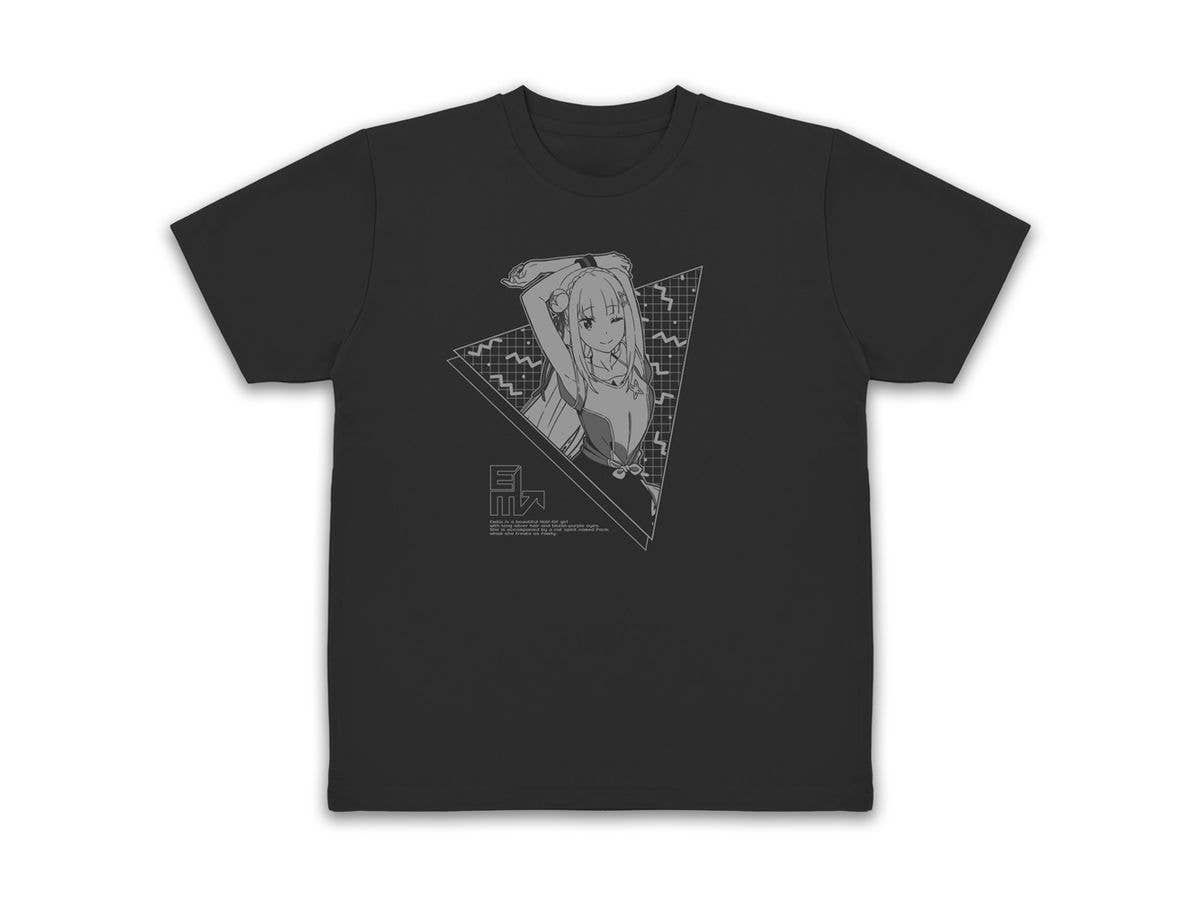 Re:ゼロから始める異世界生活: エミリア ドライTシャツ エクササイズVer. / BLACK-L