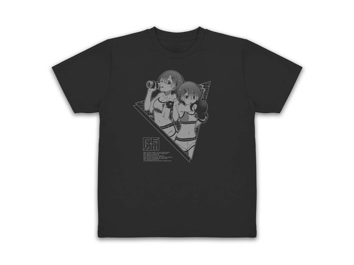 Re:ゼロから始める異世界生活: ラム & レム ドライTシャツ エクササイズVer. / BLACK-S
