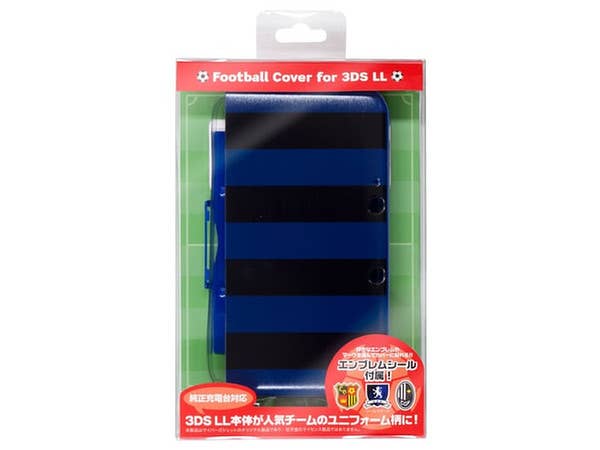 3DSLL用 フットボールカバーブラック x ブルー インテル柄