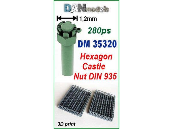 六角溝付ナット (キャッスルナット)DIN 935 (頭 直径1.2mm、280個入り)