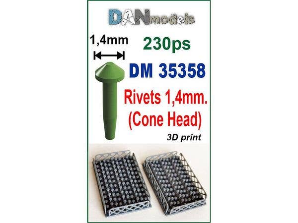 円錐リベット (頭 直径1.4mm、230個入り)