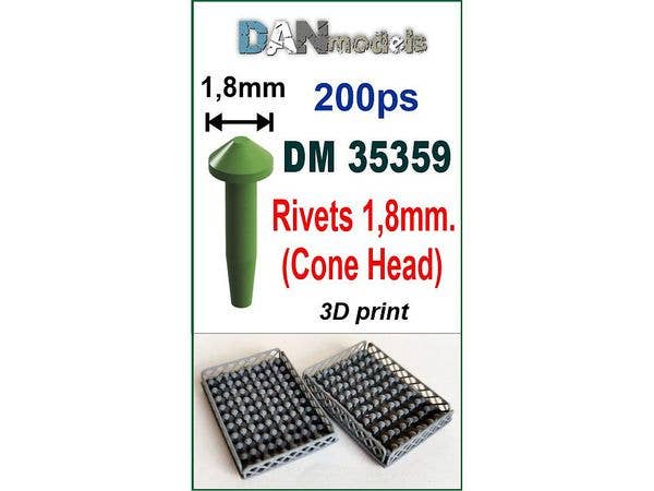 円錐リベット (頭 直径1.8mm、200個入り)