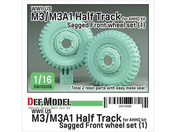 1/16 WWII アメリカ US M3/M3A1ハーフトラック用 前輪自重変形タイヤセット(1) 軍用タイプ(アンディーズホビーヘッドクォーターズ/タコム用)