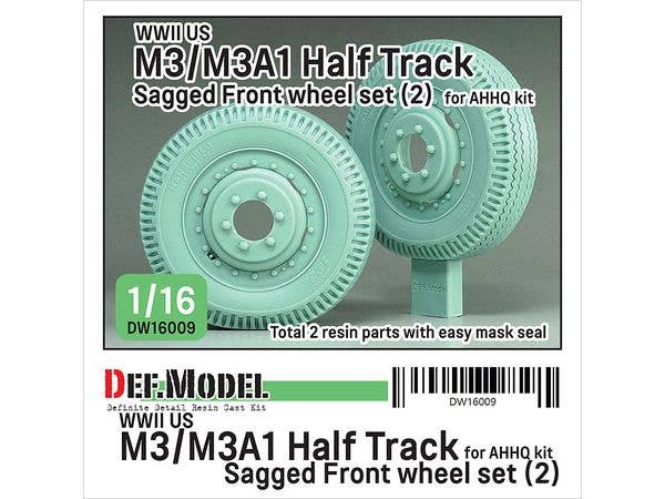 1/16 WWII アメリカ US M3/M3A1ハーフトラック用 前輪自重変形タイヤセット(2) 貨物用タイプ(アンディーズホビーヘッドクォーターズ/タコム用)