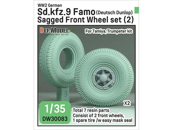 1/35 WWII ドイツ Sd.Kfz.9 18トンハーフトラックFAMO 自重変形タイヤセット(2) ダンロップ製タイヤ(タミヤ/トランペッター用)