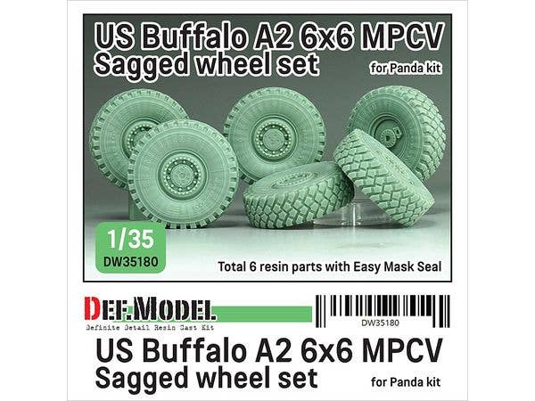 1/35 現用 アメリカ バッファローA2 6x6 MPCV 自重変形タイヤセット(パンダホビー用)