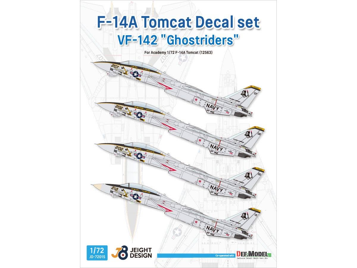 1/72 現用 アメリカ海軍艦上戦闘機F-14Aデカールセット VF-142ゴーストライダーズ(アカデミー用)