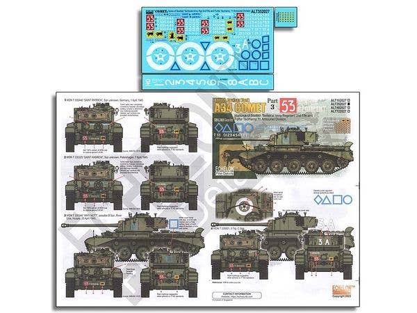 1/35 WWII イギリス陸軍 第11機甲師団のA34コメット巡航戦車 パート3 第3王立戦車連隊 (3 RTR)