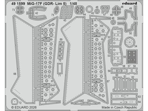 1/48 MiG-17F (東ドイツ軍仕様/Lim-5) エッチングパーツ (キネティック用)