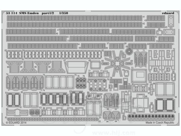 1/350 SMSエムデン用パーツセット　パート1 (レベル1/350)
