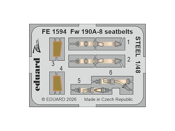 1/48 Fw190A-8 シートベルト (ステンレス製) (ホビーボス用)