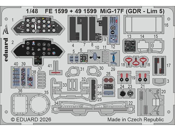 1/48 MiG-17F (東ドイツ軍仕様/Lim-5)ズームエッチングパーツ (キネティック用)