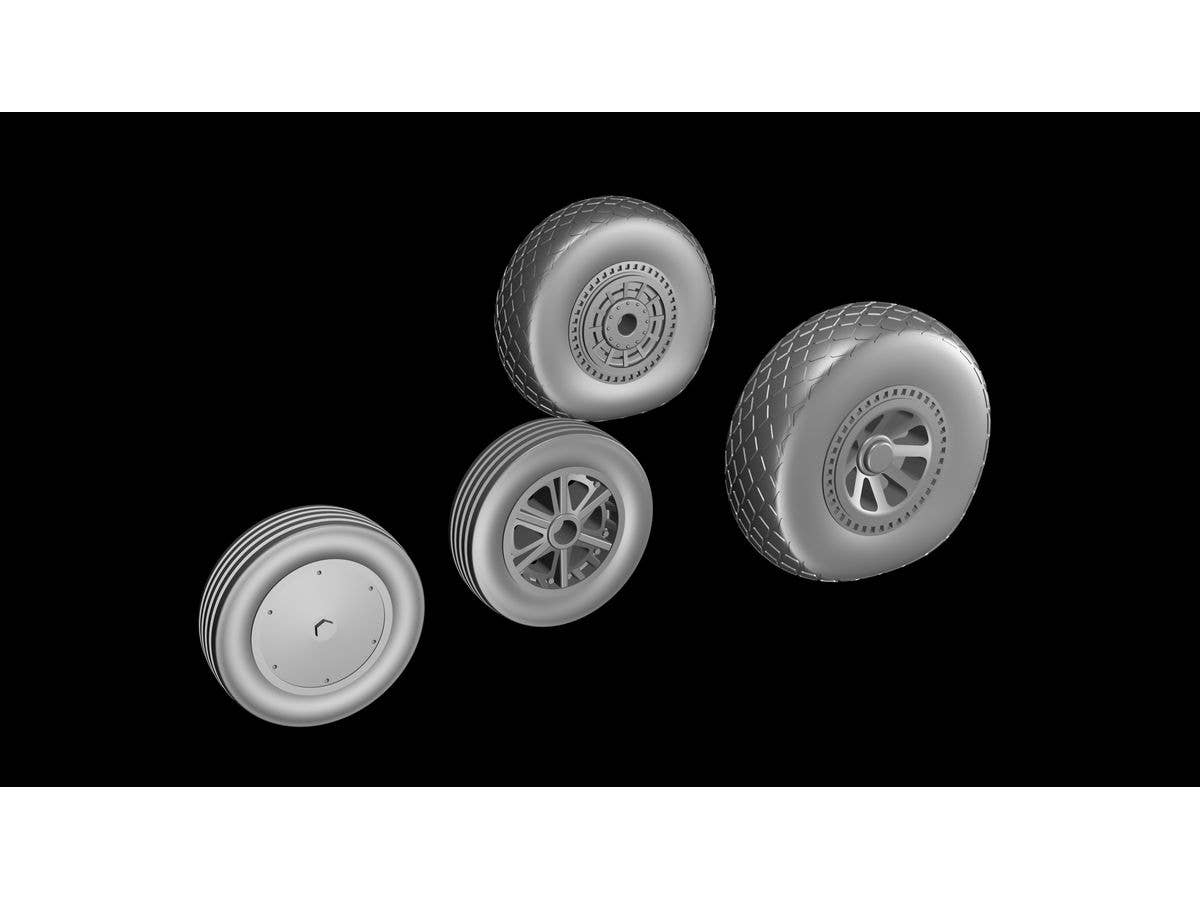 1/72 F7Fタイガーキャット 自重変形ホイールセット (ダイアモンドトレッド) (フライ用)