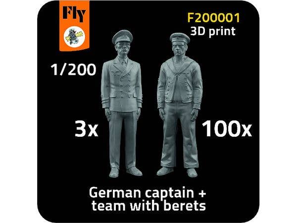 1/200 WW.II ドイツ海軍フィギュア: 将校 x 3、水兵w/水兵帽 x 100