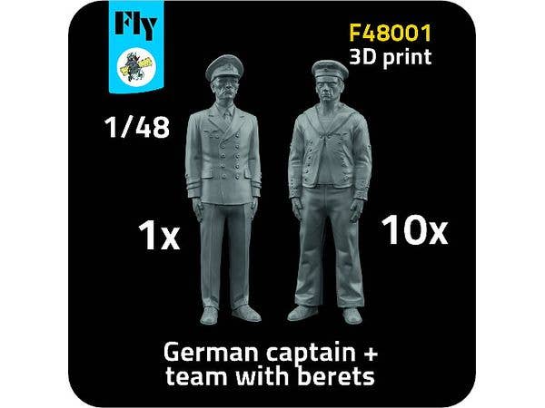 1/48 WW.II ドイツ海軍フィギュア: 将校 x 1、水兵w/水兵帽 x 10