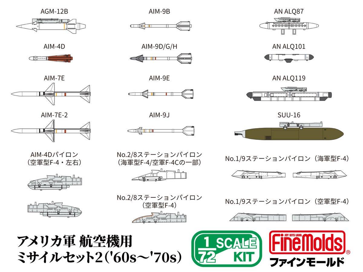 1/72 アメリカ軍 航空機用ミサイルセット2('60s-'70s)