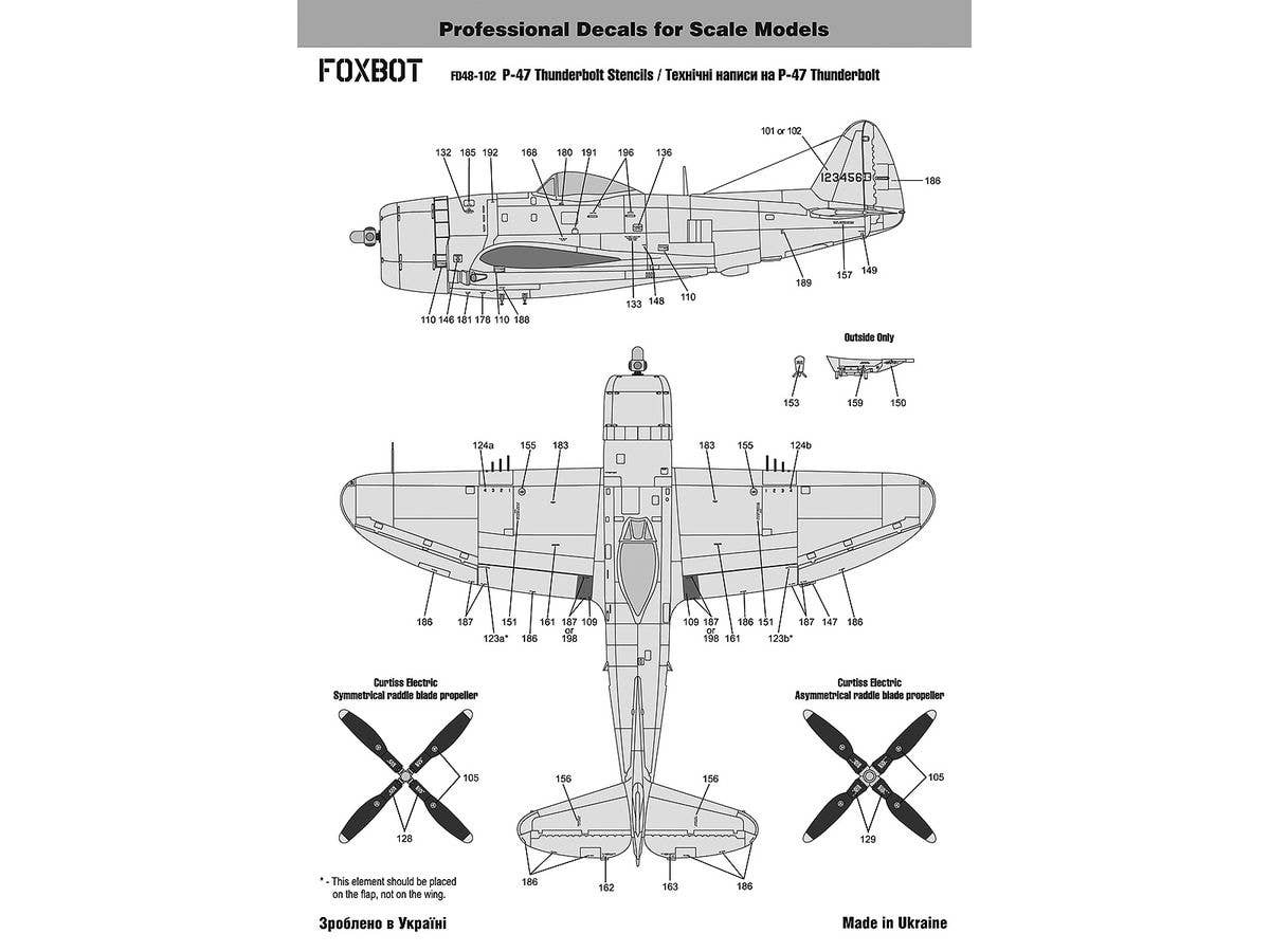 1/48 P-47 サンダーボルト データステンシルデカール