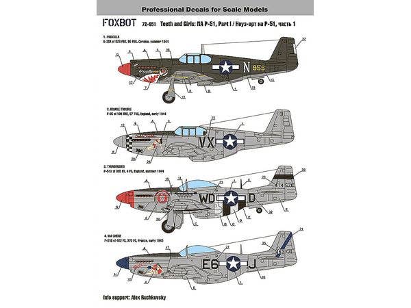 1/72 P-51 マスタング ノーズアート パート1w/データステンシルデカール