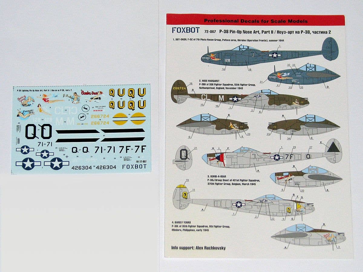 1/72 P-38 ライトニング"ピンナップノーズアート パート2" デカール