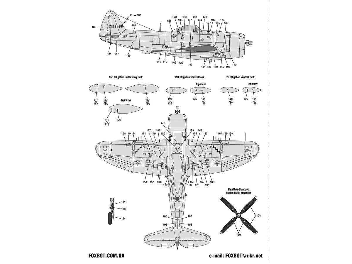 1/72 P-47 サンダーボルトデータステンシルデカール