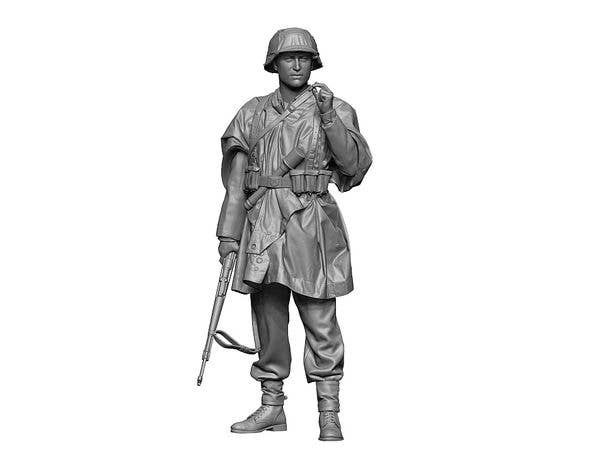 1/48 WWII ドイツ 迷彩ポンチョを着た武装親衛隊兵士 #1