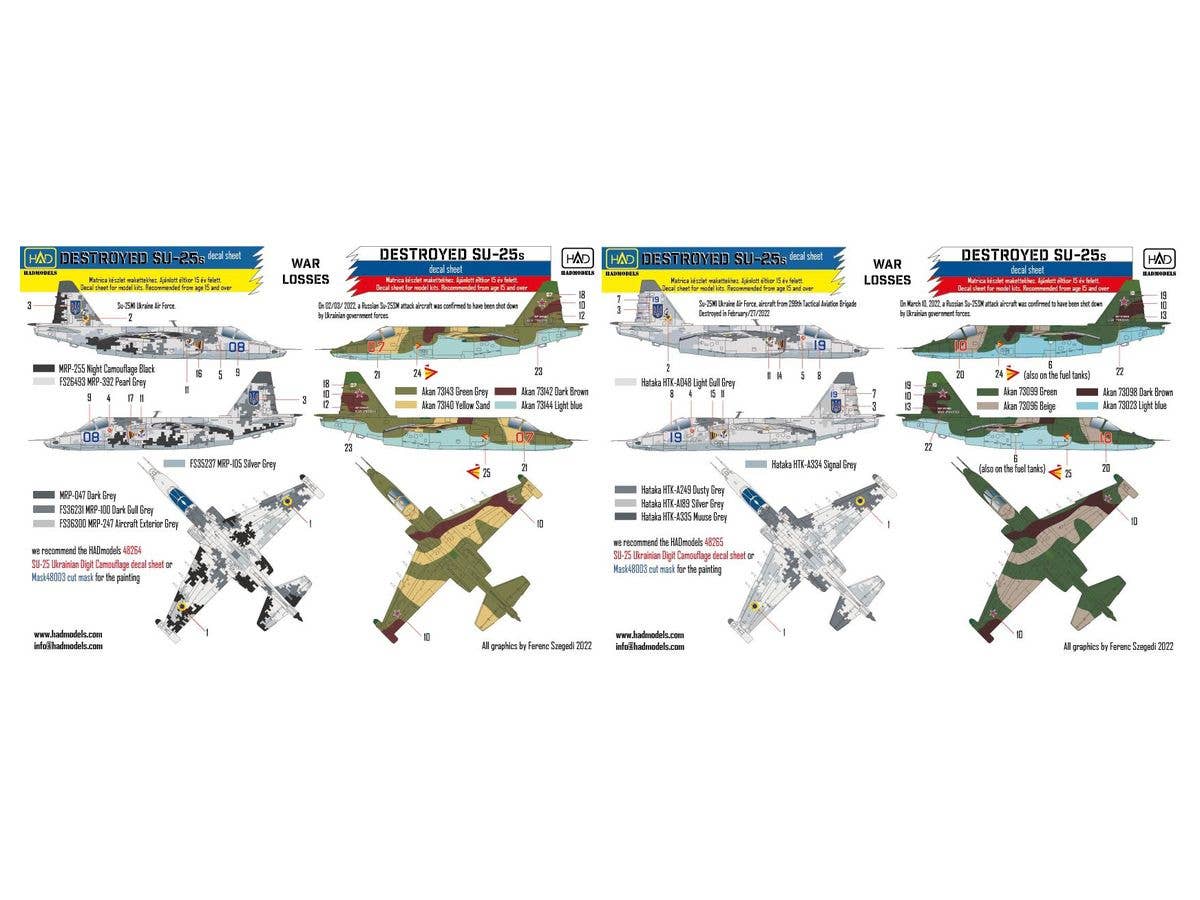 1/32 Su-25 フロッグフット ウクライナ & ロシア 被撃墜機 デカール