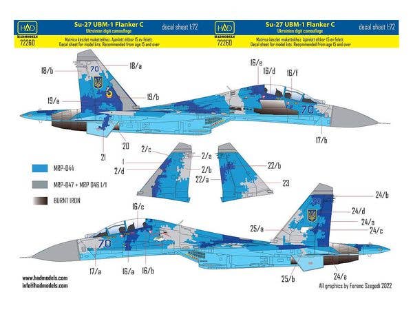 1/72 Su-27UBM-1 フランカーC ウクライナ デジタル迷彩 デカール