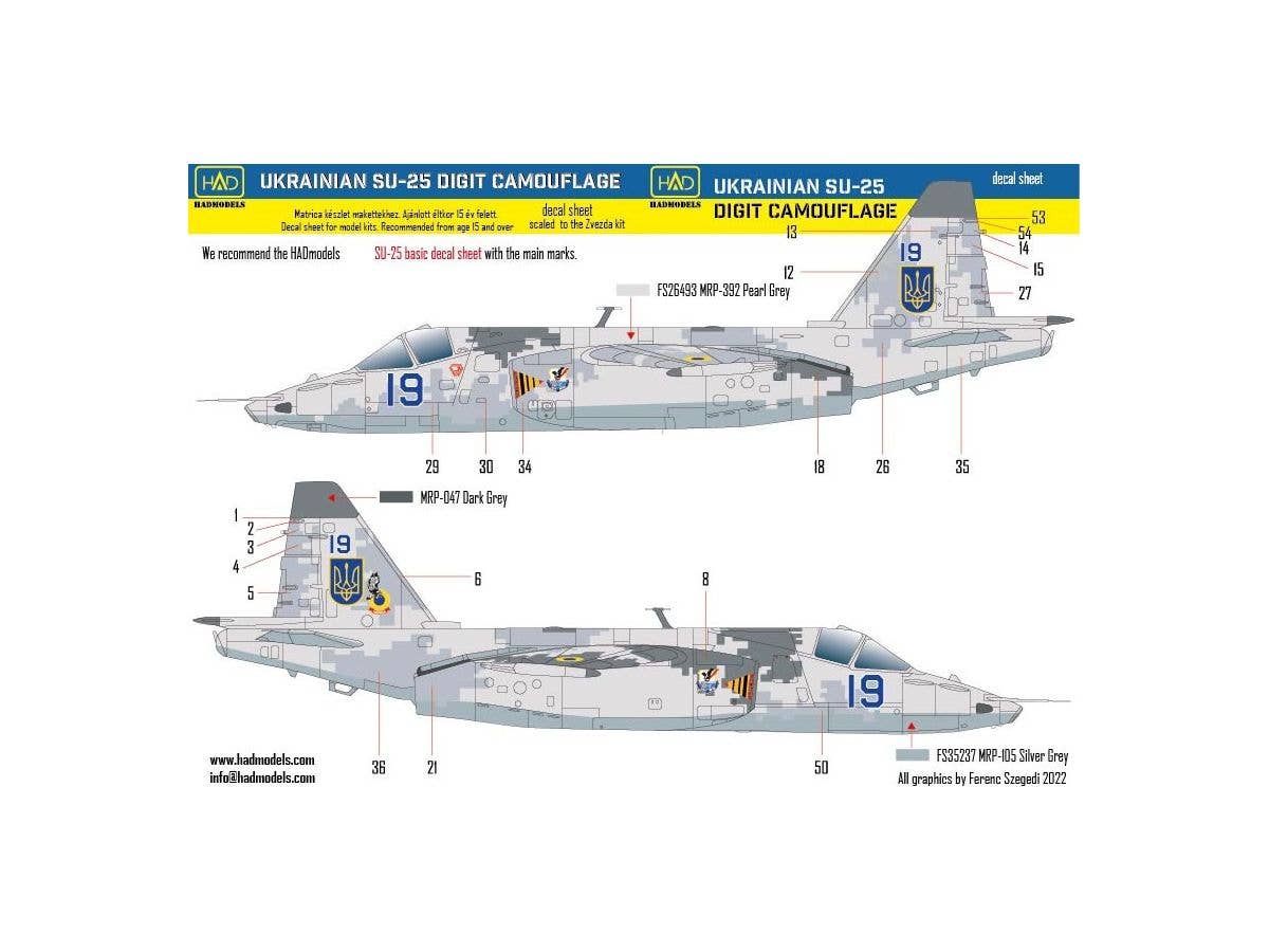 1/72 Su-25 フロッグフット ウクライナ デジタル迷彩 2 デカール (ズべズダ用)