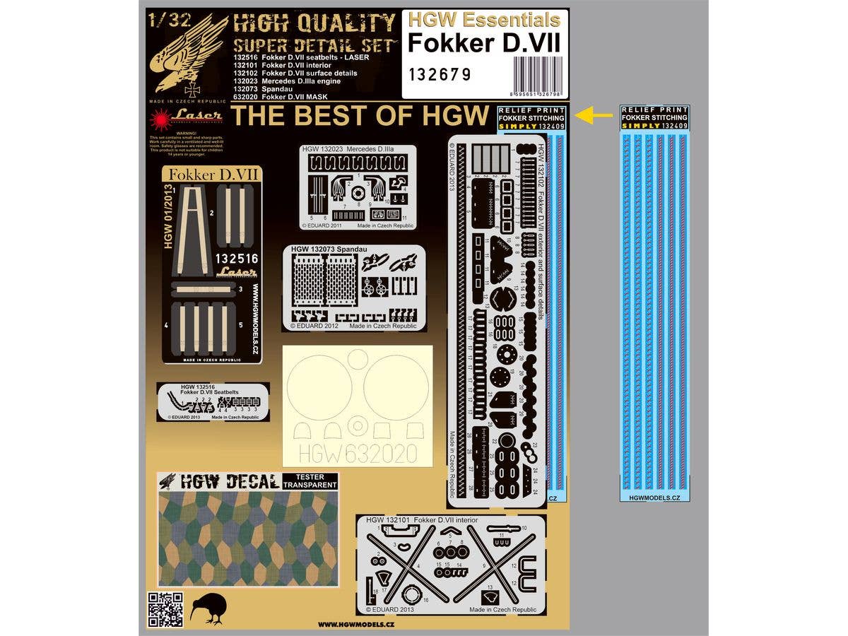1/32 フォッカー D.VII スーパーディテールセット(ウィングナットウィングス用)