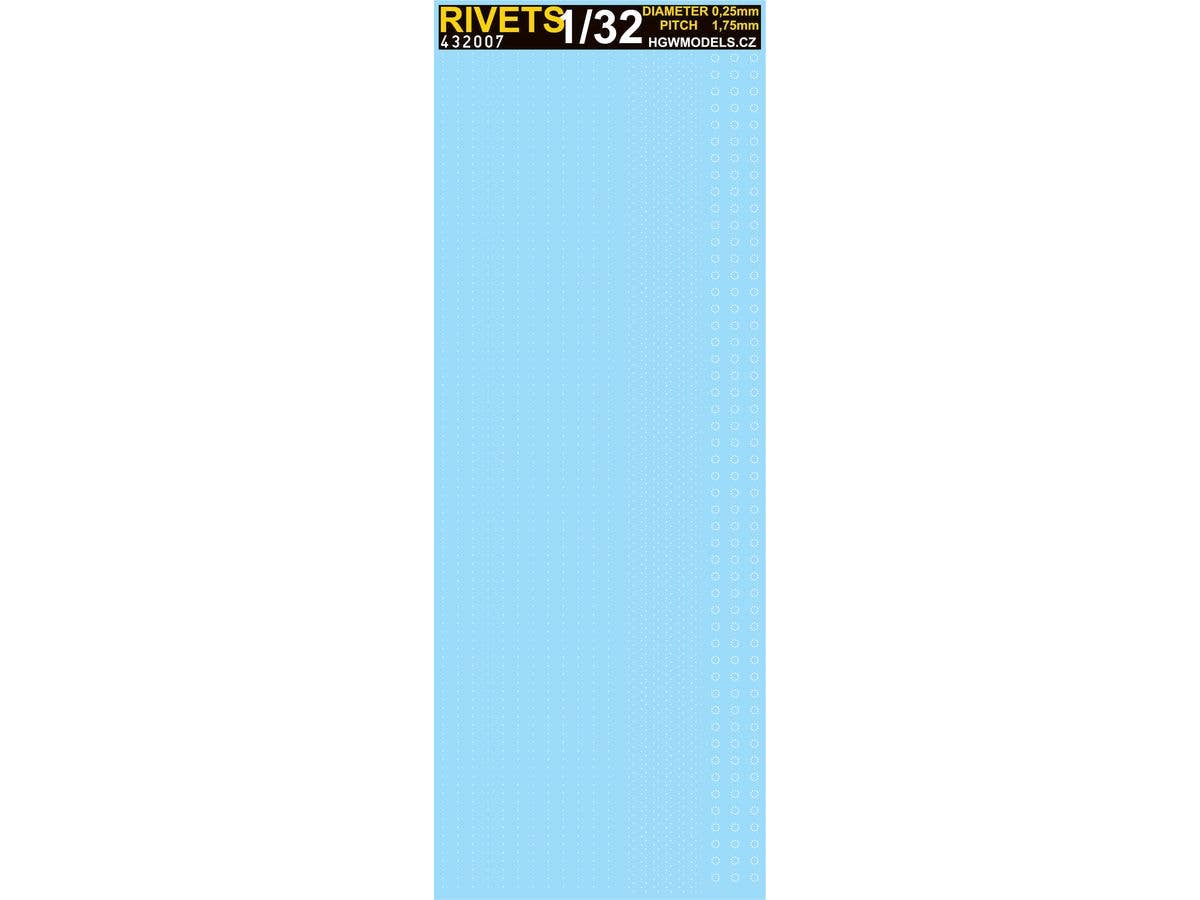 1/32 リベット3Dデカール(直径0.25mm、間隔1.75mm)