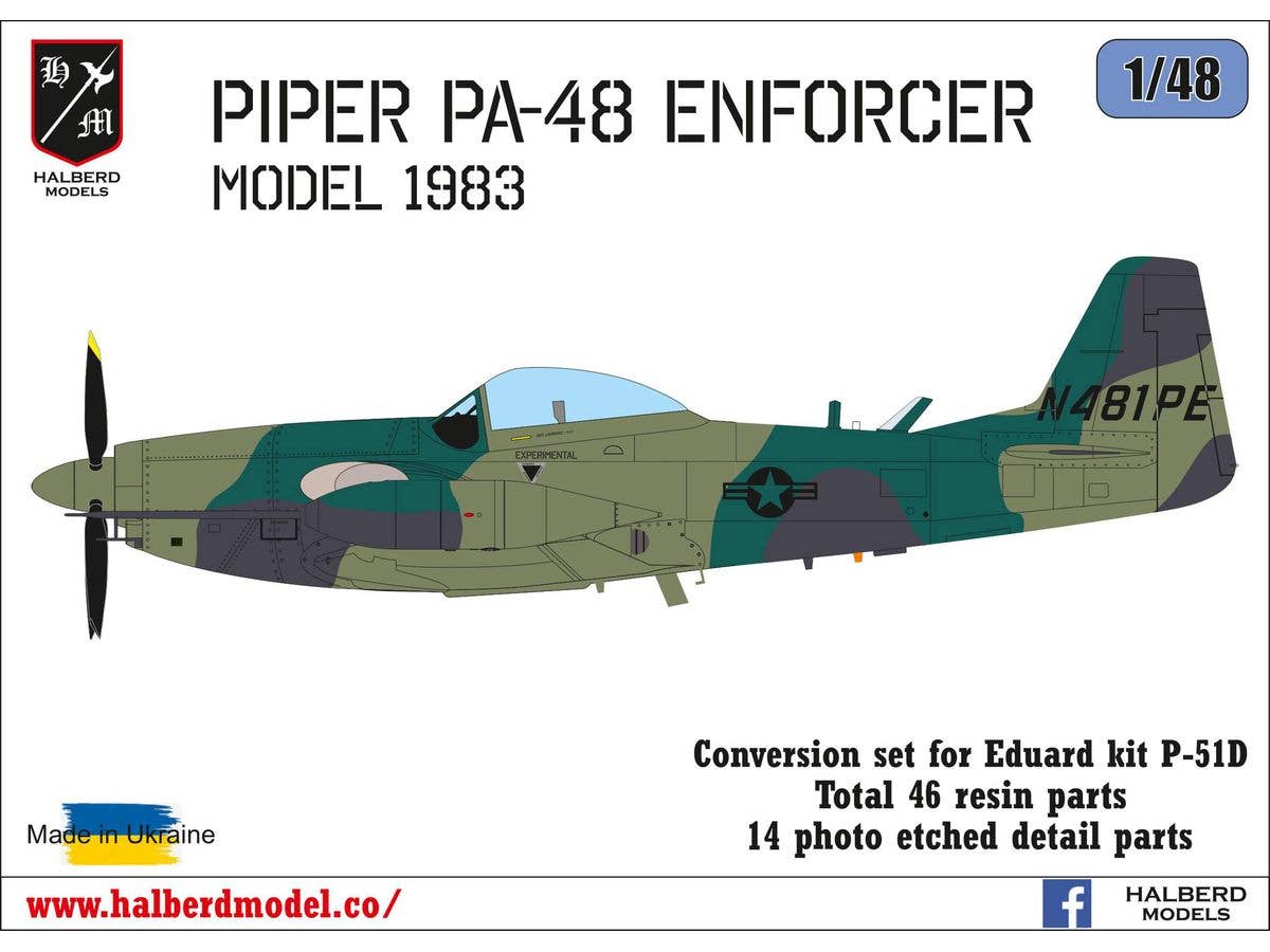 1/48 パイパー PA-48 エンフォーサー (1983年) 改造セット (エデュアルド P-51D用)